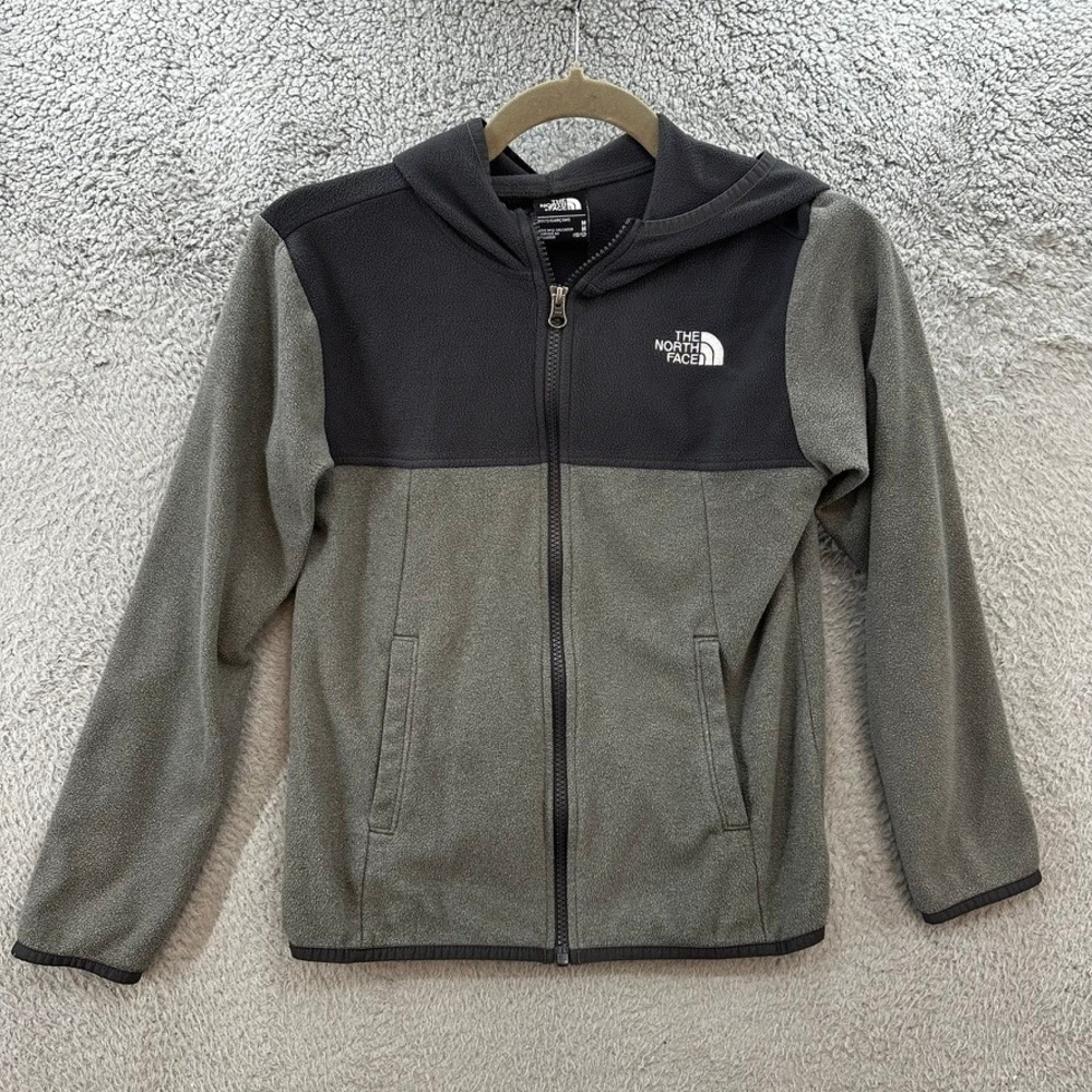 The North Face Boy's Medium 10/12 Fleece Hoodie Full Zip Jacket Grey Outdoor EUC
